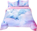 Wowelife 3D Galaxy Unicorn Comforter Queen Purple Mythical Outer Space Bedding Set with Comforter, Flat Sheet, Fitted Sheet and 2 Pillow Cases(Purple Unicorn, Queen) Home & Garden > Linens & Bedding > Bedding Wowelife White Queen 