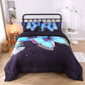 Wowelife Butterfly Comforter Full Blue Butterfly and Flowers Black Bed Set 5 Piece with Comforter, Flat Sheet, Fitted Sheet and 2 Pillow Cases(Blue Butterfly, Full) Home & Garden > Linens & Bedding > Bedding > Quilts & Comforters Wowelife Light Blue Butterfly Full 