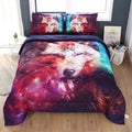 Wowelife Wolf Comforter Set Queen 5 Piece Galaxy Wolf Bedding with Comforter, Flat Sheet, Fitted Sheet and 2 Pillows(Queen, Galaxy Wolf) Home & Garden > Linens & Bedding > Bedding > Quilts & Comforters Wowelife Brown Twin 