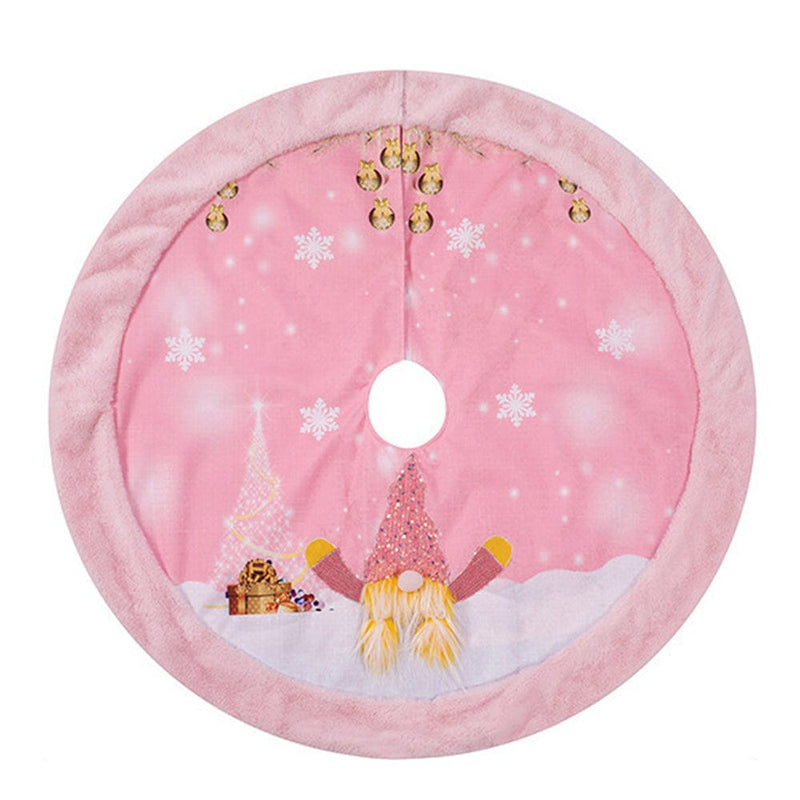 Wrea Christmas Tree Skirt with Light Pink Rudolph Plush Christmas Tree Mat Xmas Tree Holiday Party Decoration