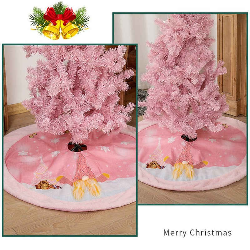 Wrea Christmas Tree Skirt with Light Pink Rudolph Plush Christmas Tree Mat Xmas Tree Holiday Party Decoration Home & Garden > Decor > Seasonal & Holiday Decorations > Christmas Tree Skirts Wrea   
