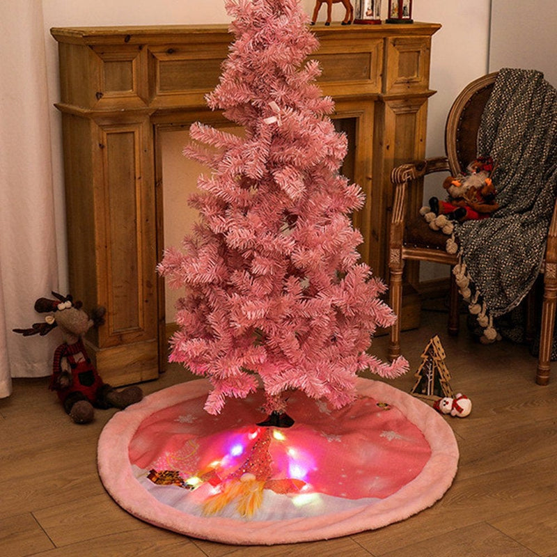 Wrea Christmas Tree Skirt with Light Pink Rudolph Plush Christmas Tree Mat Xmas Tree Holiday Party Decoration Home & Garden > Decor > Seasonal & Holiday Decorations > Christmas Tree Skirts Wrea   
