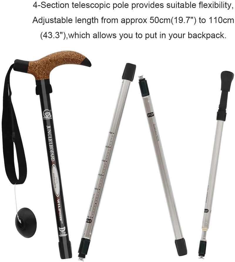 Wrzbest Aluminum Alloy Quick Lock Trekking Pole Anti-Shock Telescopic Walking Stick Adjustable Cane Crutch for Mountains Trekking Hiking,Ultralight Collapsible with Cork Grips Tungsten Tips Sporting Goods > Outdoor Recreation > Camping & Hiking > Hiking Poles Wrzbest   