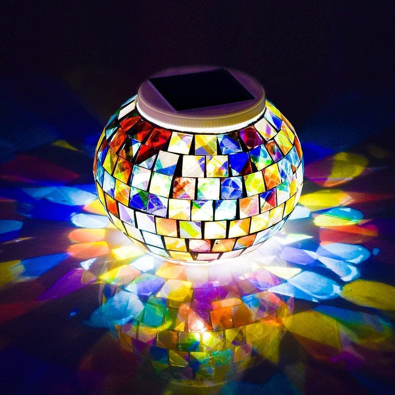 Wsgift Color Changing Solar Powered Glass Mosaic Ball Led Garden Lights, Rechargeable Solar Table Lights, Outdoor Waterproof Solar Night Lights Table Lamps for Decorations, Ideal Gifts Home & Garden > Lighting > Lamps WS Color Changing 1  