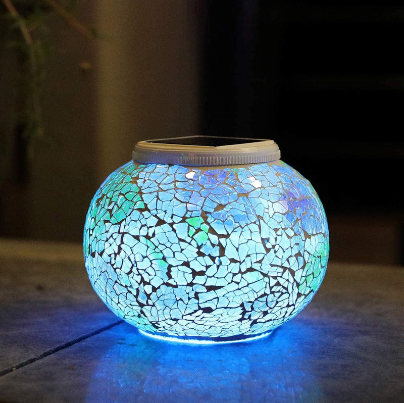 Wsgift Color Changing Solar Powered Glass Mosaic Ball Led Garden Lights, Rechargeable Solar Table Lights, Outdoor Waterproof Solar Night Lights Table Lamps for Decorations, Ideal Gifts Home & Garden > Lighting > Lamps WS color changing 2  