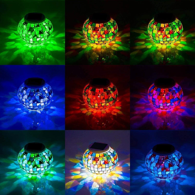 Wsgift Color Changing Solar Powered Glass Mosaic Ball Led Garden Lights, Rechargeable Solar Table Lights, Outdoor Waterproof Solar Night Lights Table Lamps for Decorations, Ideal Gifts Home & Garden > Lighting > Lamps WS   