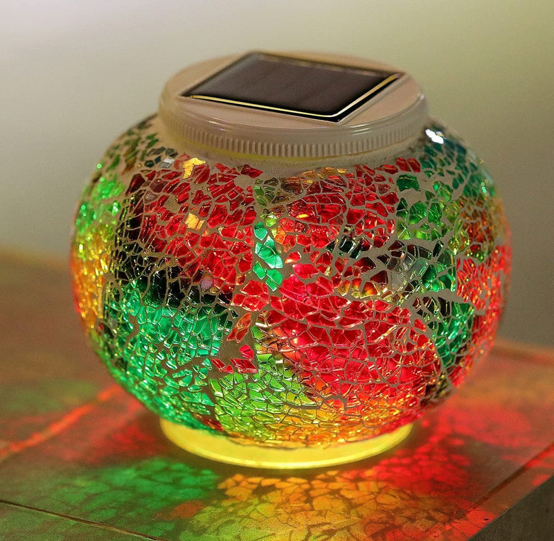 Wsgift Color Changing Solar Powered Glass Mosaic Ball Led Garden Lights, Rechargeable Solar Table Lights, Outdoor Waterproof Solar Night Lights Table Lamps for Decorations, Ideal Gifts Home & Garden > Lighting > Lamps WS color changing 3  