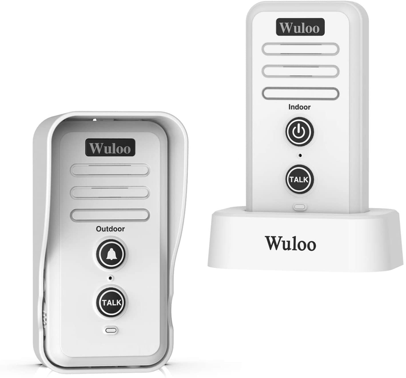 Wuloo Wireless Intercom Doorbells for Home Classroom, Intercomunicador Waterproof Electronic Doorbell Chime with 1/2 Mile Range 3 Volume Levels Rechargeable Battery Including Mute Mode(Black, 1&1) Electronics > Communications > Intercoms Wuloo 1&1-White  