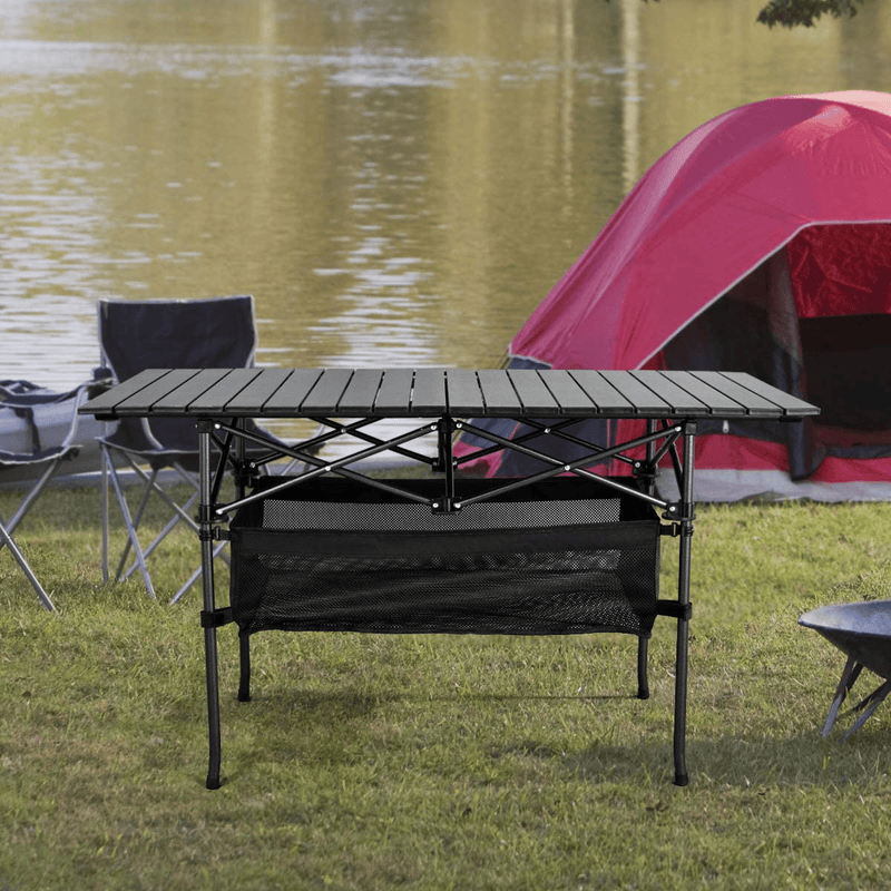 WUROMISE Sanny Outdoor Folding Portable Picnic Camping Table, Aluminum Roll-Up Table with Easy Carrying Bag for Indoor,Outdoor,Camping, Beach,Backyard, BBQ, Party, Patio, Picnic Sporting Goods > Outdoor Recreation > Camping & Hiking > Camp Furniture WUROMISE   