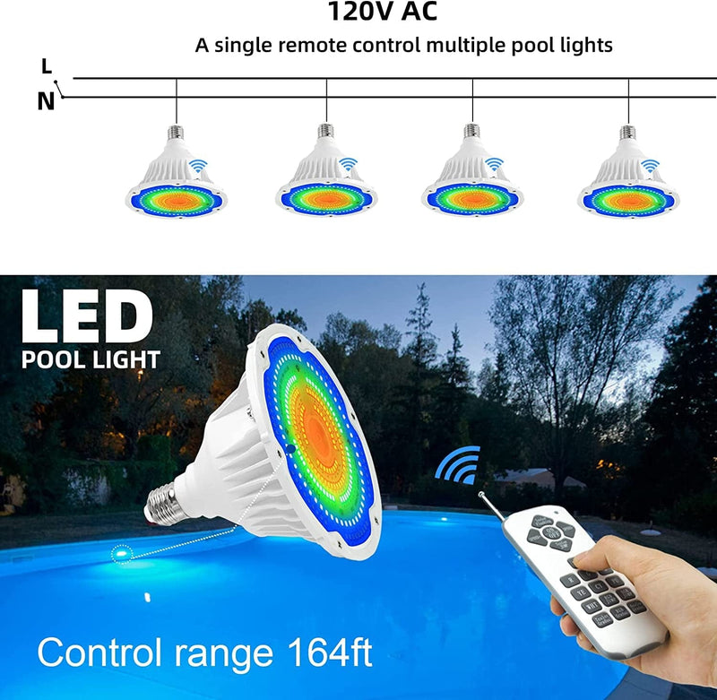 WYZM LED Swimming Pool Light Bulb for Pentair Hayward Light Fixture,120V,With Remote,Ip68 Waterproof Home & Garden > Pool & Spa > Pool & Spa Accessories Greensun   