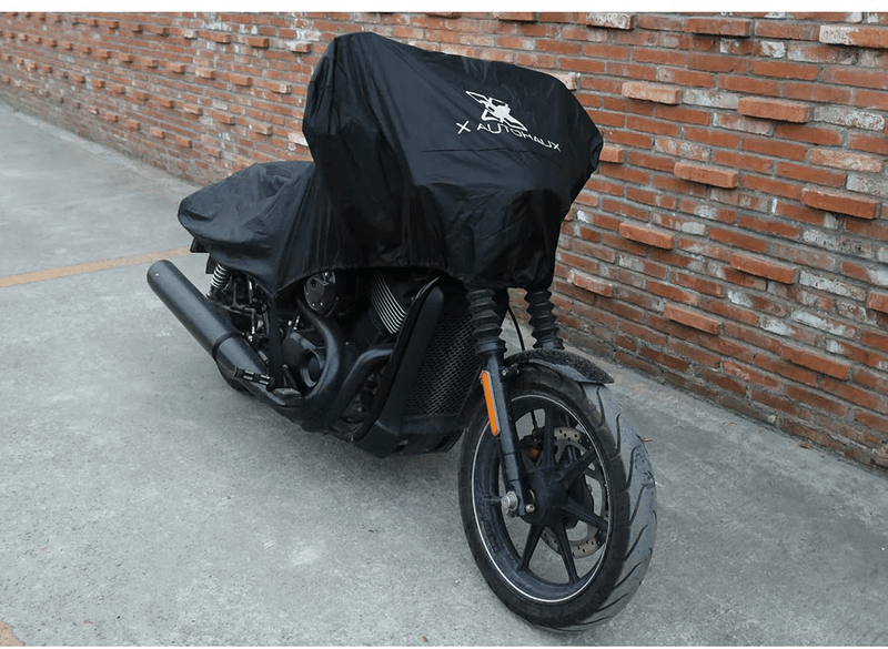 X AUTOHAUX Motorcycle Cover Street Bike Scooter Lightweight Half Cover Outdoor Waterproof Rain Dust Protector Black Size M for Kawasaki for Harley Davidson Vehicles & Parts > Vehicle Parts & Accessories > Vehicle Maintenance, Care & Decor > Vehicle Covers > Vehicle Storage Covers > Motorcycle Storage Covers ‎X AUTOHAUX   