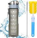 XACIOA 32Oz Water Bottle with Straw & Motivational Time Marker, Leakproof BPA Free ,Ensure You Drink Enough Water Throughout the Day for Fitness and Outdoor Enthusiasts(With Straw Brush & Cup Brush)
