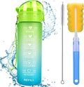 XACIOA 32Oz Water Bottle with Straw & Motivational Time Marker, Leakproof BPA Free ,Ensure You Drink Enough Water Throughout the Day for Fitness and Outdoor Enthusiasts(With Straw Brush & Cup Brush) Sporting Goods > Outdoor Recreation > Winter Sports & Activities XACIOA 18oz Green/Blue  