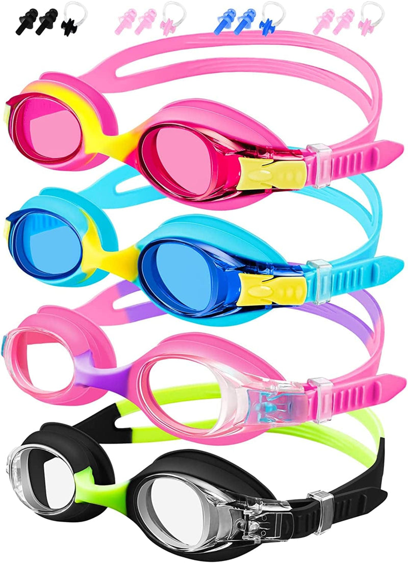 XDX Kids Goggles for Swimming 4-14, 4 Pack anti Fog Kids Swim Goggles with UV Protection for Boys and Girls Sporting Goods > Outdoor Recreation > Boating & Water Sports > Swimming > Swim Goggles & Masks XDX Multicolor-4pack-a  
