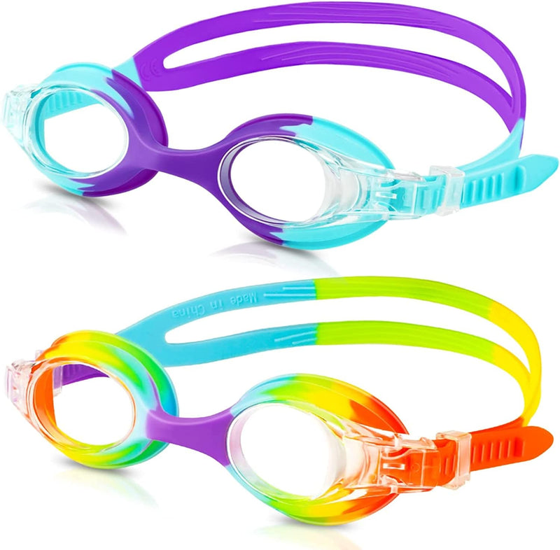 XDX Kids Goggles for Swimming 4-14, 4 Pack anti Fog Kids Swim Goggles with UV Protection for Boys and Girls Sporting Goods > Outdoor Recreation > Boating & Water Sports > Swimming > Swim Goggles & Masks XDX Multicolor-2pack-b  