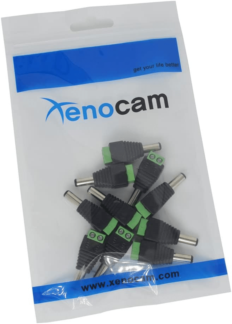 Xenocam 10 Pack 2.1mm x 5.5mm Male CCTV Camera DC Power Adapter Connector Cameras & Optics > Camera & Optic Accessories > Camera Parts & Accessories > Surveillance Camera Accessories XENOCAM   