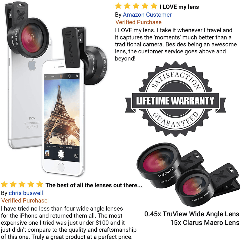 Xenvo Pro Lens Kit for iPhone, Samsung, Pixel, Macro and Wide Angle Lens with LED Light and Travel Case Cameras & Optics > Camera & Optic Accessories > Camera Parts & Accessories Xenvo   
