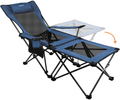 XGEAR 2 in 1 Folding Camping Chair Portable Lounge Chair with Detachable Table for Camping Fishing Beach and Picnics Sporting Goods > Outdoor Recreation > Camping & Hiking > Camp Furniture XGEAR Blue/Grey  