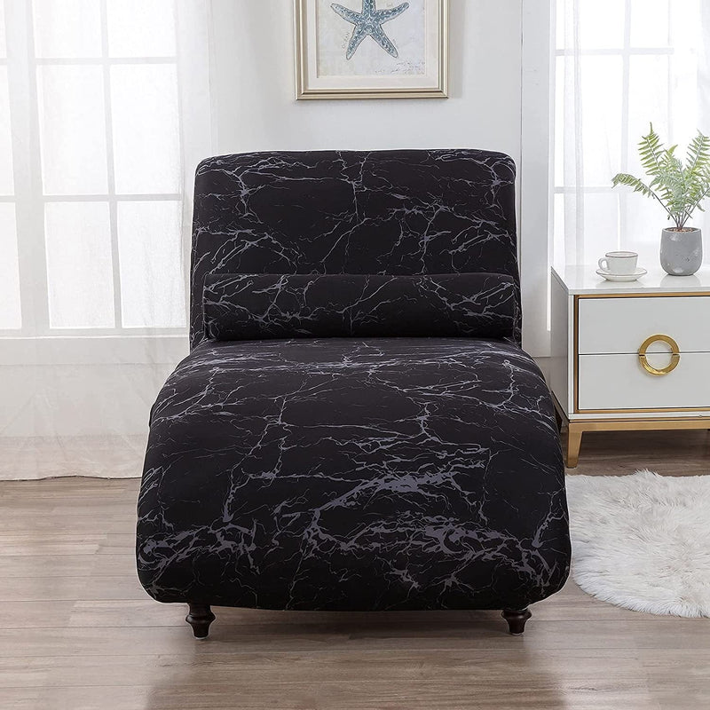 XIBAI Chaise Lounge Cover Armless Longue Slipcover Stretch Printed Recliner Sofa Covers for Living Room