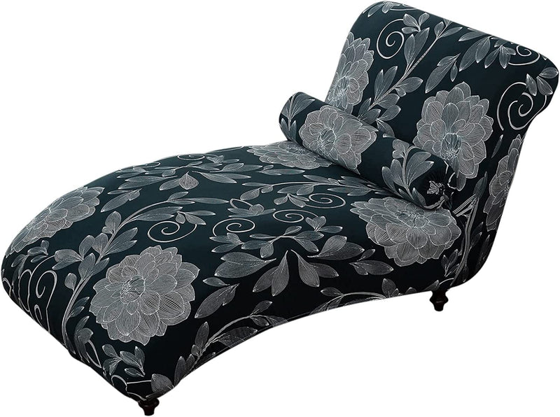 XIBAI Chaise Lounge Cover Armless Longue Slipcover Stretch Printed Recliner Sofa Covers for Living Room #12 One Size