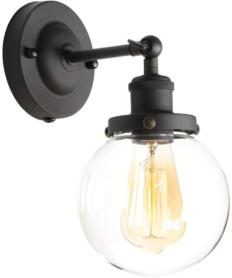 XIDING Edison Wall Sconce Retro Industrial Simplicity Style, Premium Black Finish Vintage Wall Lamp, Wall Light Fixture with Adjustable Arm Angle, Classical Globe Hand-Made Clear Glass Shade Home & Garden > Lighting > Lighting Fixtures > Wall Light Fixtures KOL DEALS   