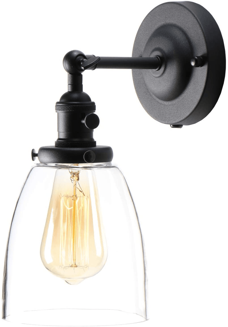 XIDING Premium Industrial Edison Antique Simplicity Glass Wall Sconce Light, Upgrade Black Finish Wall Lamp, On/Off Rotary Switch on Socket Home & Garden > Lighting > Lighting Fixtures > Wall Light Fixtures KOL DEALS   