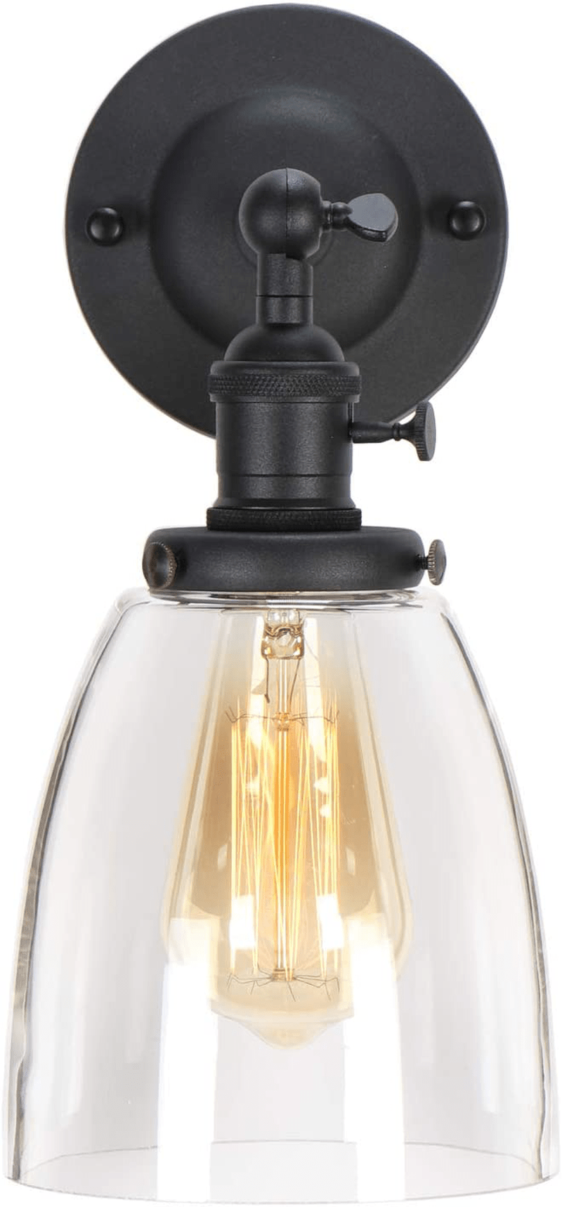 XIDING Premium Industrial Edison Antique Simplicity Glass Wall Sconce Light, Upgrade Black Finish Wall Lamp, On/Off Rotary Switch on Socket Home & Garden > Lighting > Lighting Fixtures > Wall Light Fixtures KOL DEALS   