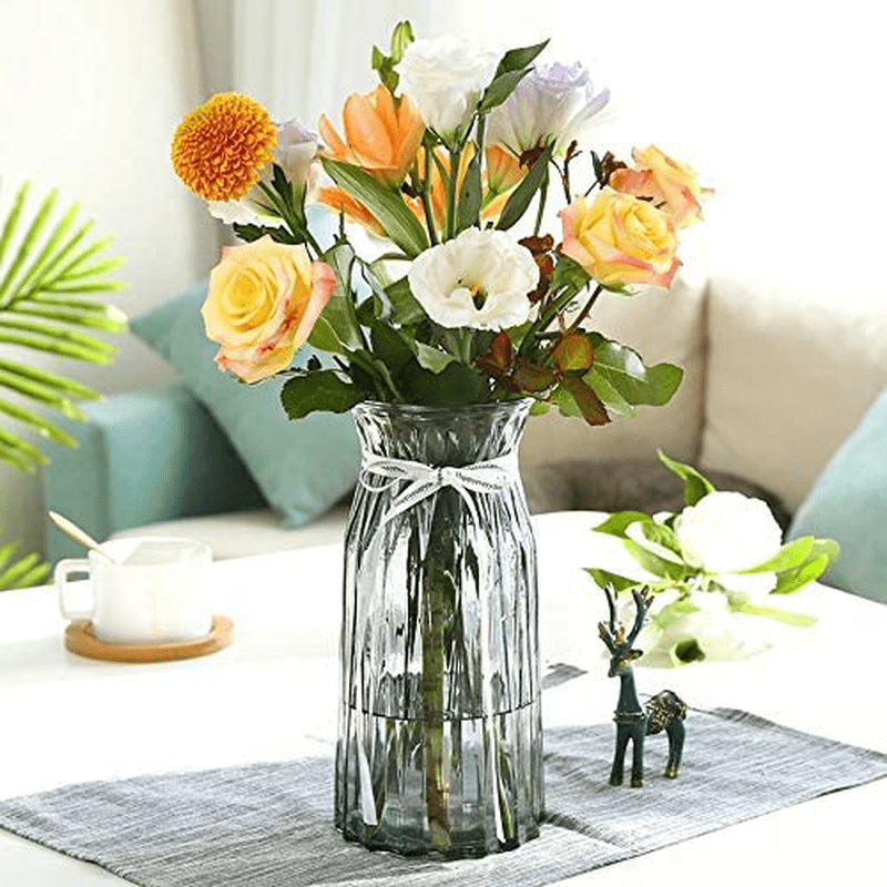 XILEI Glass Vases for Flowers,Grey Vases Set of 2 ，Flower Vase Decorative for Home Decor, Desk Placement and Gift (A2) Home & Garden > Decor > Vases XILEI   