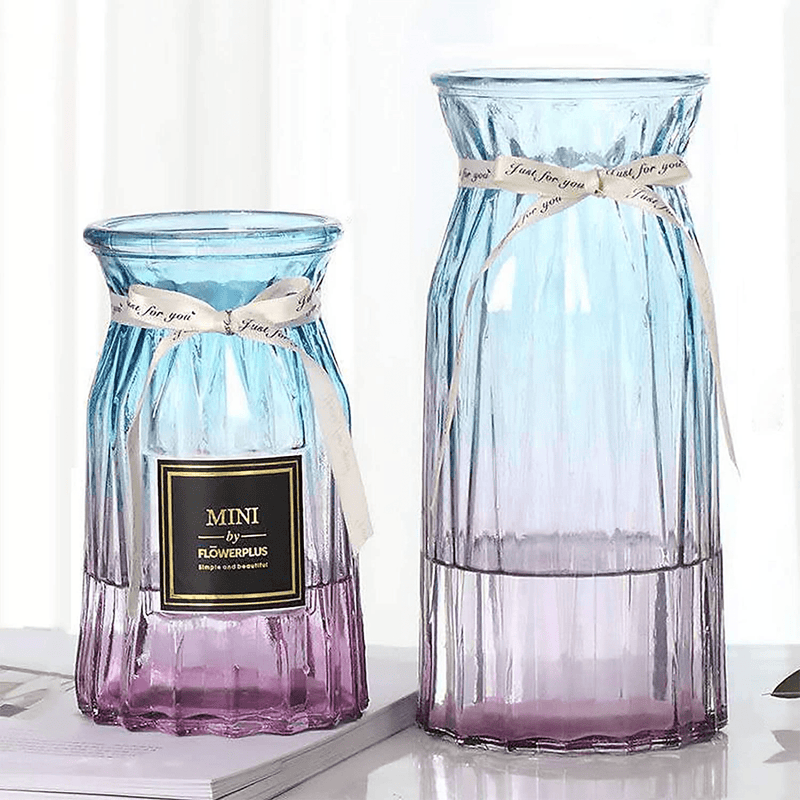 XILEI Glass Vases for Flowers,Grey Vases Set of 2 ，Flower Vase Decorative for Home Decor, Desk Placement and Gift (A2) Home & Garden > Decor > Vases XILEI Purple XILEI-A 