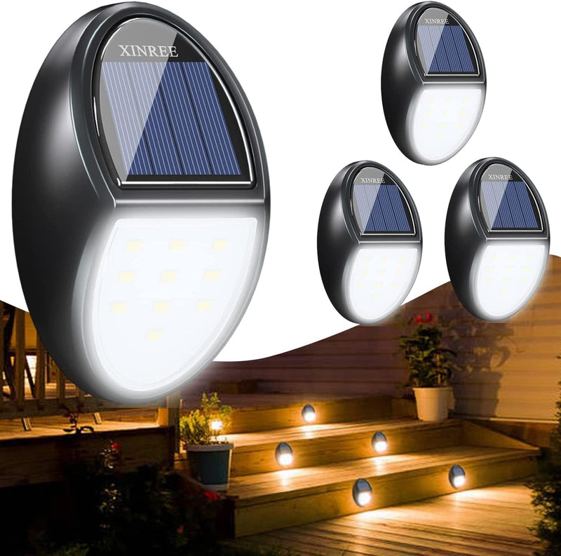 XINREE Solar Lights Outdoor Deck Lights, Solar Powered Fence Lights Outdoor Step Stair Lights,Solar Deck Lights Outdoor Waterproof Lamps for Wall Porch Pool Front Door Yard Stairs (8Pack X 10LED) Home & Garden > Lighting > Lamps XINREE 4P-Cool white  