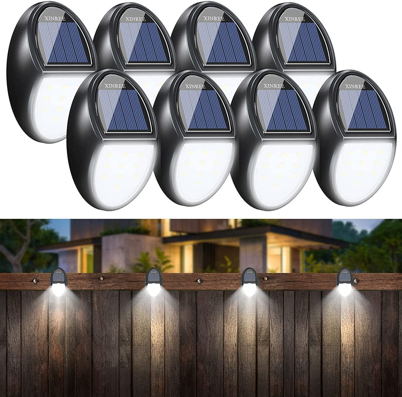 XINREE Solar Lights Outdoor Deck Lights, Solar Powered Fence Lights Outdoor Step Stair Lights,Solar Deck Lights Outdoor Waterproof Lamps for Wall Porch Pool Front Door Yard Stairs (8Pack X 10LED) Home & Garden > Lighting > Lamps XINREE 8P-Cool white  