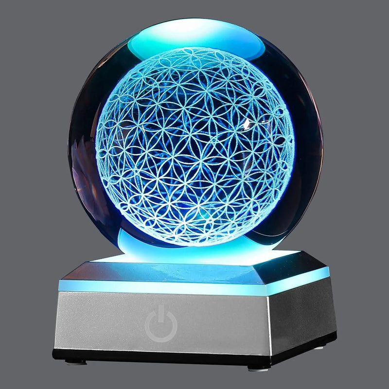 XINTOU 3D Sri Yantra Crystal Ball with Touch Color-Changing LED Lamp Base , Sacred Geometry Love Healing Symbol Night Light, Spiritual Office Home Decor Artwork for Women,Yoga/Meditation Home & Garden > Lighting > Night Lights & Ambient Lighting XINTOU 3D Flower of Life  
