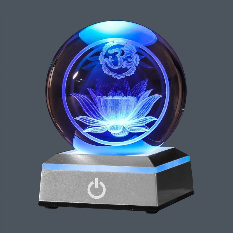 XINTOU 3D Sri Yantra Crystal Ball with Touch Color-Changing LED Lamp Base , Sacred Geometry Love Healing Symbol Night Light, Spiritual Office Home Decor Artwork for Women,Yoga/Meditation Home & Garden > Lighting > Night Lights & Ambient Lighting XINTOU 3D OM Symbol Lotus  