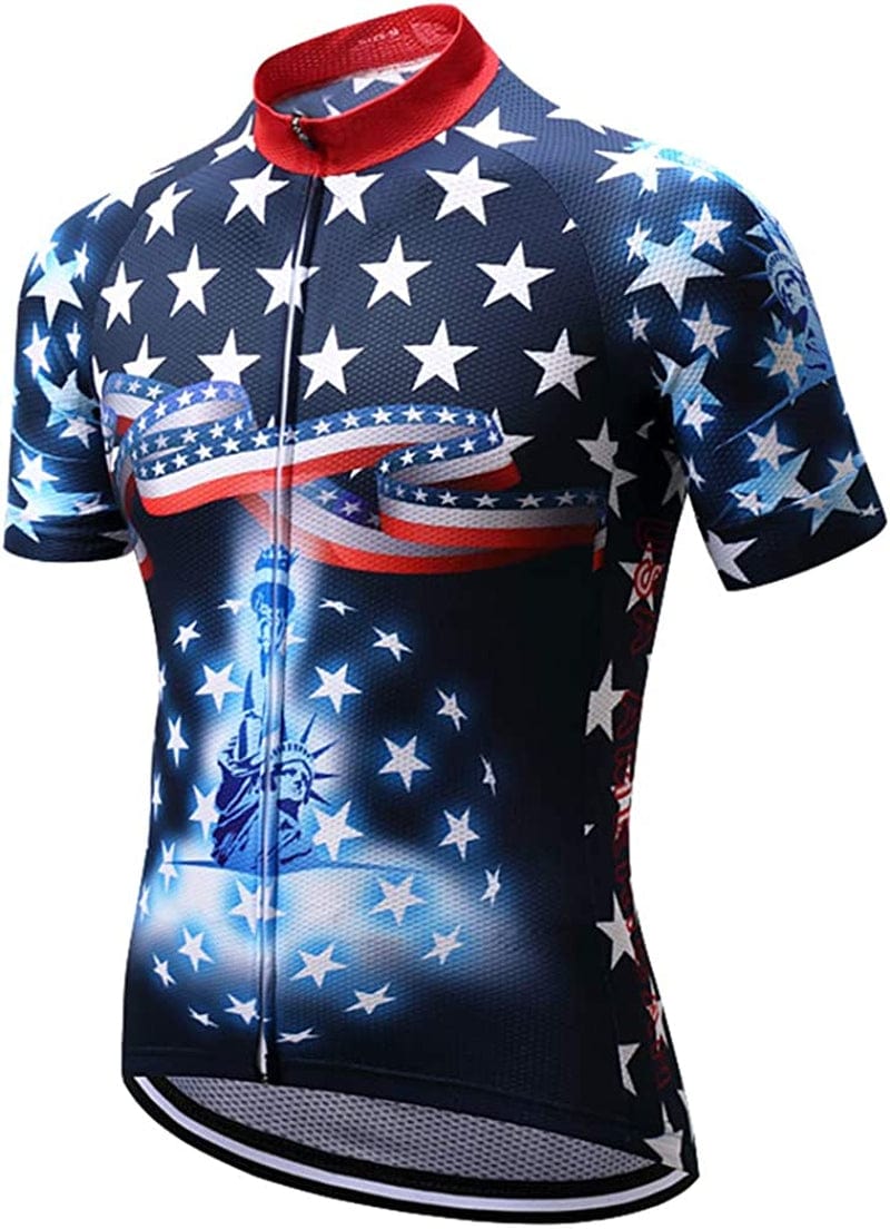 Xinzechen Men'S Bicycle Jersey Polyester Short Sleeve Sporting Goods > Outdoor Recreation > Cycling > Cycling Apparel & Accessories Weimostar Usa Statue of Liberty Large 