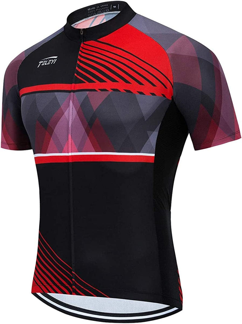 Xinzechen Men'S Bicycle Jersey Polyester Short Sleeve Sporting Goods > Outdoor Recreation > Cycling > Cycling Apparel & Accessories Weimostar Red Chest 32.3"-35.4"=Tag S 
