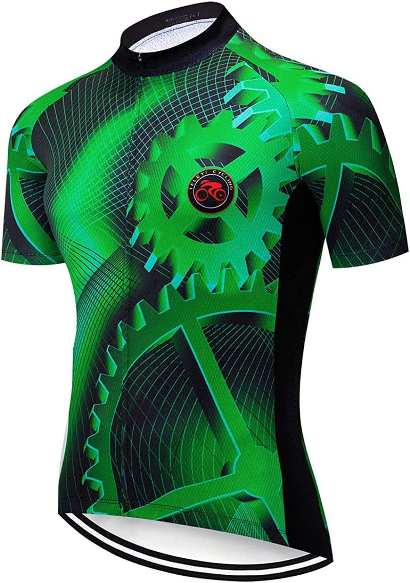 Xinzechen Men'S Bicycle Jersey Polyester Short Sleeve Sporting Goods > Outdoor Recreation > Cycling > Cycling Apparel & Accessories Weimostar Gear Green Chest 32.3"-35.4"=Tag S 