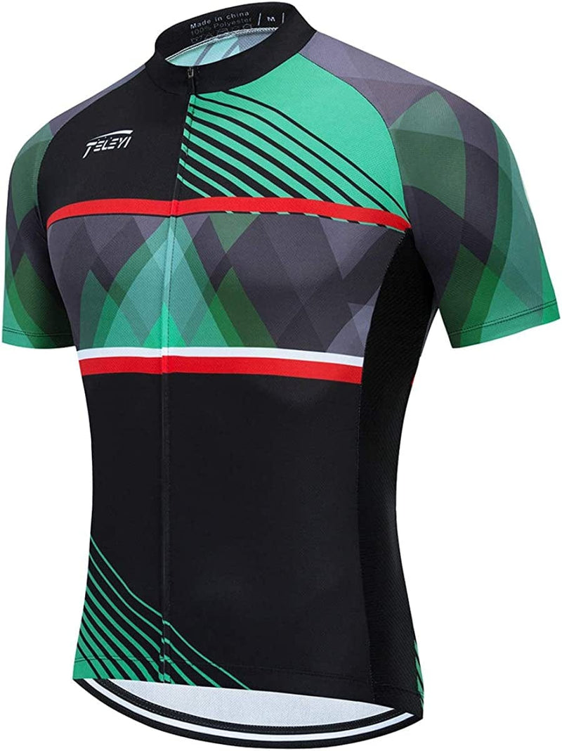 Xinzechen Men'S Bicycle Jersey Polyester Short Sleeve Sporting Goods > Outdoor Recreation > Cycling > Cycling Apparel & Accessories Weimostar Green Chest 32.3"-35.4"=Tag S 