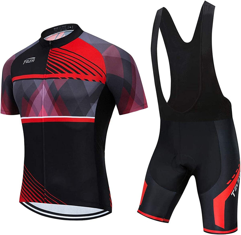 Xinzechen USA Men'S Cycling Short Sleeve Jersey Padded Shorts Set Sporting Goods > Outdoor Recreation > Cycling > Cycling Apparel & Accessories Weimostar Quick Dry Your Chest 40.2"-42.5"=Tag XL 