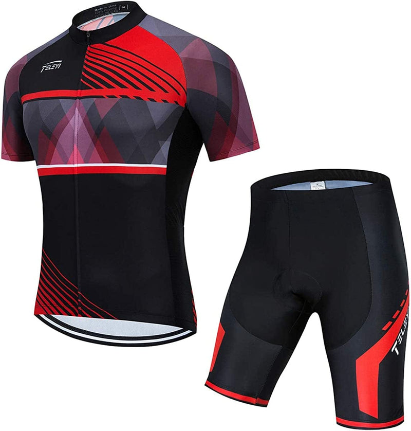 Xinzechen USA Men'S Cycling Short Sleeve Jersey Padded Shorts Set Sporting Goods > Outdoor Recreation > Cycling > Cycling Apparel & Accessories Weimostar Outdoor Your Chest 40.2"-42.5"=Tag XL 