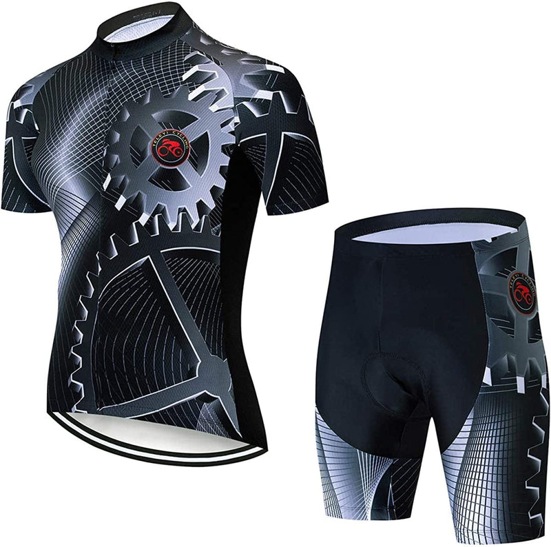 Xinzechen USA Men'S Cycling Short Sleeve Jersey Padded Shorts Set Sporting Goods > Outdoor Recreation > Cycling > Cycling Apparel & Accessories Weimostar Grey Your Chest 40.2"-42.5"=Tag XL 