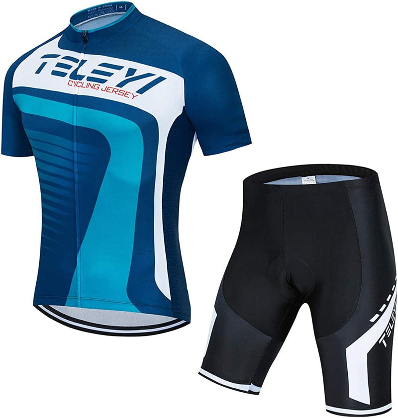 Xinzechen USA Men'S Cycling Short Sleeve Jersey Padded Shorts Set Sporting Goods > Outdoor Recreation > Cycling > Cycling Apparel & Accessories Weimostar Bicycle Your Chest 40.2"-42.5"=Tag XL 