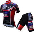 Xinzechen USA Men'S Cycling Short Sleeve Jersey Padded Shorts Set Sporting Goods > Outdoor Recreation > Cycling > Cycling Apparel & Accessories Weimostar Team Your Chest 40.2"-42.5"=Tag XL 