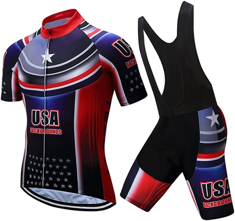 Xinzechen USA Men'S Cycling Short Sleeve Jersey Padded Shorts Set Sporting Goods > Outdoor Recreation > Cycling > Cycling Apparel & Accessories Weimostar Bib Your Chest 42.5"-44.9"=Tag XXL 