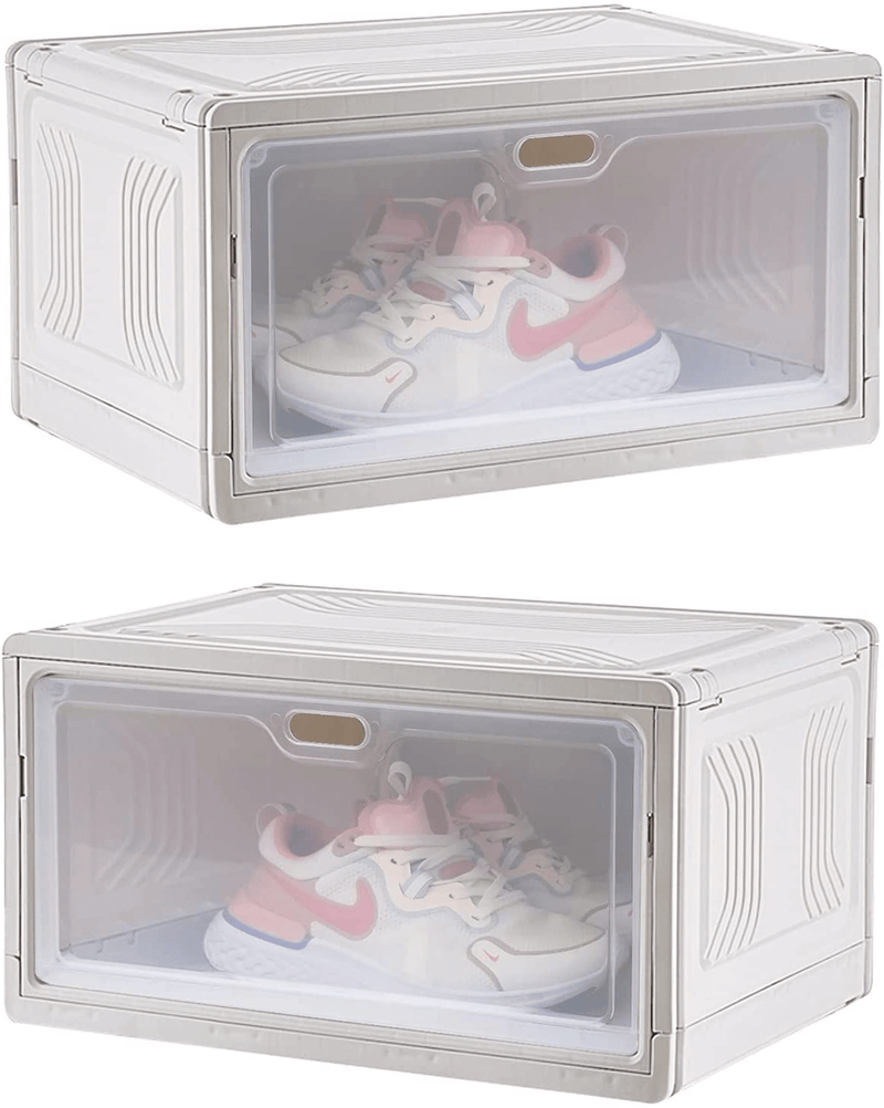 Xishuai Modern White Style Detachable Transparent Plastic Shoe Storage Boxes Stackable,Closet Storage Boxes Bins for Shoes, Container for Organizing Men'S and Women'S Shoes, Sandals, Wedges, Flats, Heels,Etc.