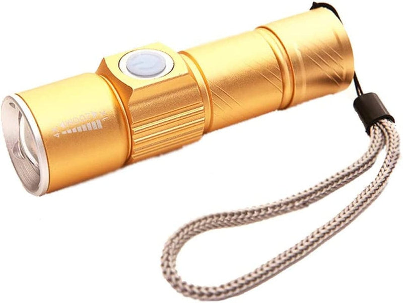 XIWALAI Headlamps for Adults Outdoor Portable Super Bright 350 Lumens LED Flashlight Powerful Rechargeable Lamp Torches Light Mini Waterproof Torches Camping Lights (Color : Gold) Hardware > Tools > Flashlights & Headlamps > Flashlights XIWALAI Gold  