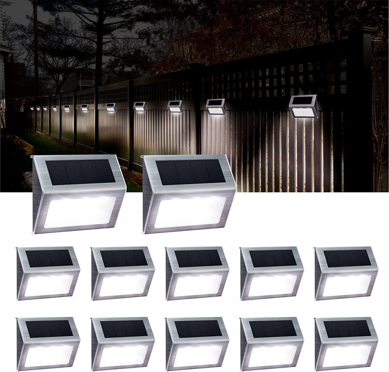 XLUX [Warm Light] Solar Lights for Steps Decks Pathway Yard Stairs Fences, LED Lamp, Outdoor Waterproof, 6 Pack Home & Garden > Lighting > Lamps IAGtek White Light 12 Pack 
