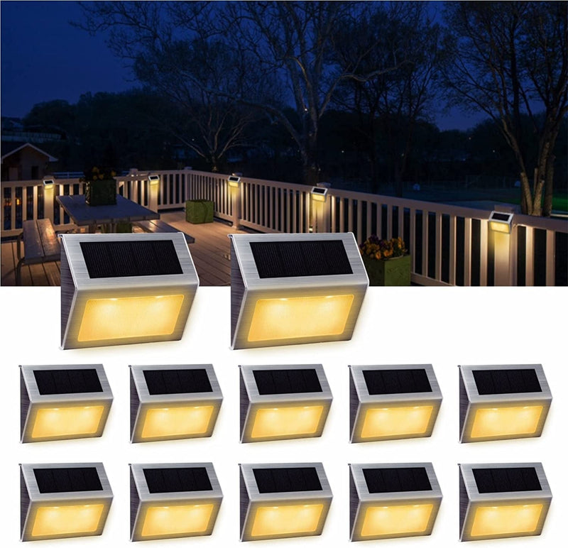 XLUX [Warm Light] Solar Lights for Steps Decks Pathway Yard Stairs Fences, LED Lamp, Outdoor Waterproof, 6 Pack Home & Garden > Lighting > Lamps IAGtek Warm Light 12 Pack 