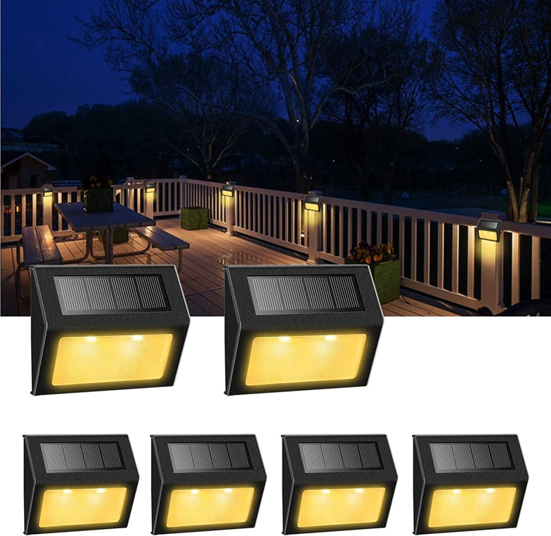 XLUX [Warm Light] Solar Lights for Steps Decks Pathway Yard Stairs Fences, LED Lamp, Outdoor Waterproof, 6 Pack Home & Garden > Lighting > Lamps IAGtek Black Metal Case-warm Light 6 Pack 