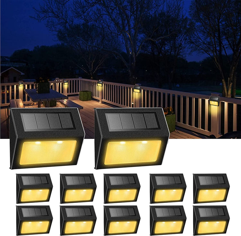 XLUX [Warm Light] Solar Lights for Steps Decks Pathway Yard Stairs Fences, LED Lamp, Outdoor Waterproof, 6 Pack Home & Garden > Lighting > Lamps IAGtek Black Metal Case-warm Light 12 Pack 