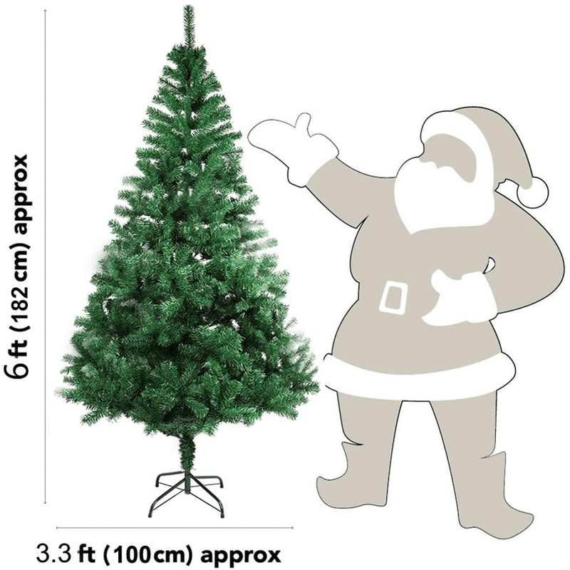 XmasExp 6 FT Artificial Christmas Pine Tree Easy Assembly with Foldable Solid Metal Stand, Perfect for Indoor and Outdoor Holiday Decoration